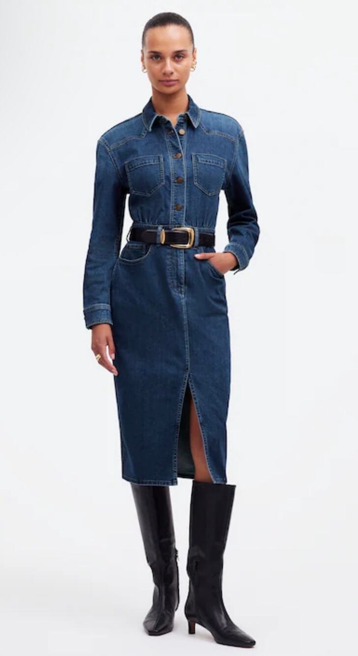 Madewell Denim Western Midi Shirtdress in Laselle Wash Size 2